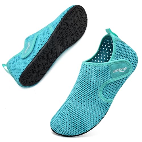 Image of WateLves Water Shoes for Women Men Swim Beach Aqua Socks Quick Dry Barefoot House Slippers Travel Shoes with Adjustable Magic Tape for Pool Diving Boating Yoga Surf