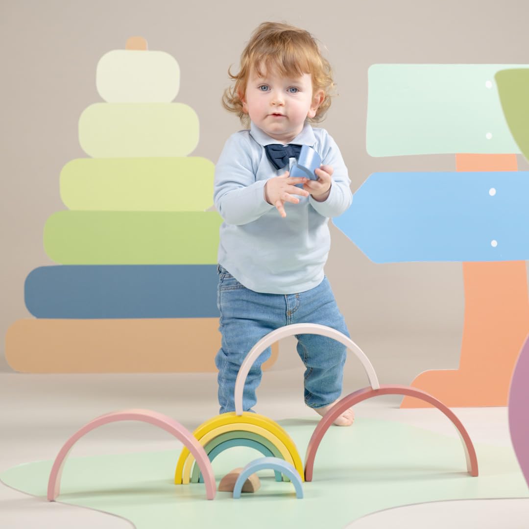 Woet Wooden Rainbow Stacker for Toddlers Age 12m+, 10-Piece Arches, Montessori Stacking Toy, Educational Early Learning Gift - Image 4