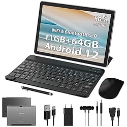 Tablet Hablando Sola De 9 Con Teclado TOSCiDO Tablet 10 Pulgadas Android 12, 11GB RAM+64GB ROM (TF 1TB),4G LTE/SIM+ WiFi, Octa-Core 2GHz, 8000mAh/Bluetooth 5.0/ Tablet con Teclado+Ratón+Estuche+Lapiz para Tablets+Auriculares, Gris