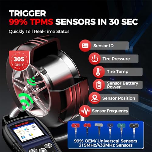 Autel MaxiTPMS TS501 PRO TPMS Programming Tool, Same as TS508, 2025 TPMS Relearn Tool Newer of TS501 TS408S, Activate Relearn 99% Sensors, Program Autel MX-Sensors [315/433MHz], TPMS Reset/Diagnosis