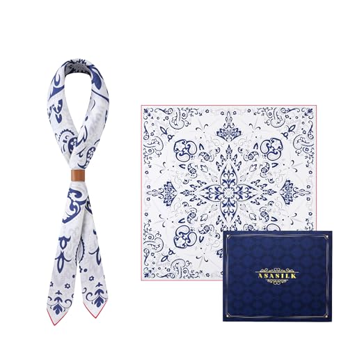 Luxury Silk Twill Square Scarf, Unisex 100% Mulberry Silk Scarves 25.6