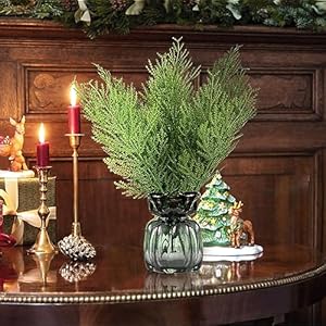 Hananona 40 pcs artificial pine sprigs faux greenery stems pine picks plastic christmas decor diy holiday accessories 40 green  urban country home decor