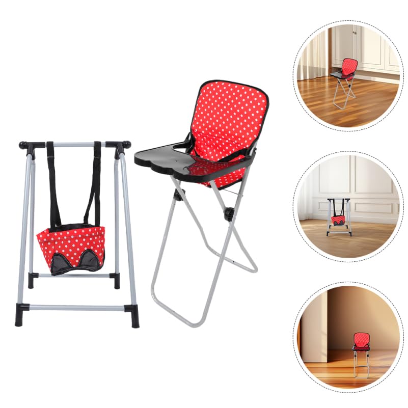 JOINPAYA Doll Accessories Set 2Pcs Realistic Baby Doll High Chair and Swing Playset Durable Furniture for Dolls Encourages Imaginative Role Play and Interactive Dollhouse Fun - Image 4