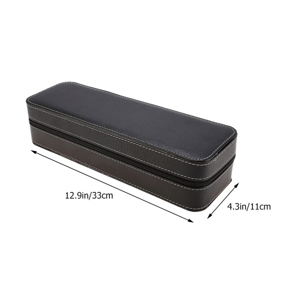 Hemobllo Scatola Porta Orologi Nera a 6 Scomparti in Pelle Zip | Fodera, Formato Portatile per Viaggi di Lavoro, Adatta a Esposizione in Negozio