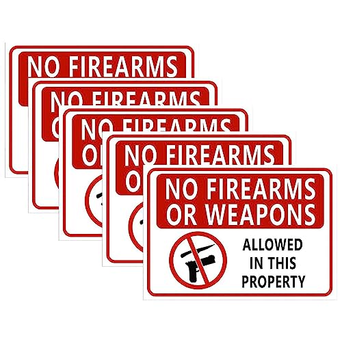 Image of CVANU NO FIREARMS OR WEAPONS Allowed in This Property Warning Safety Self-Adhesive Waterproof PVC Vinyl Sign Sticker Size (11.7inchX8.3inch) Pack of 5
