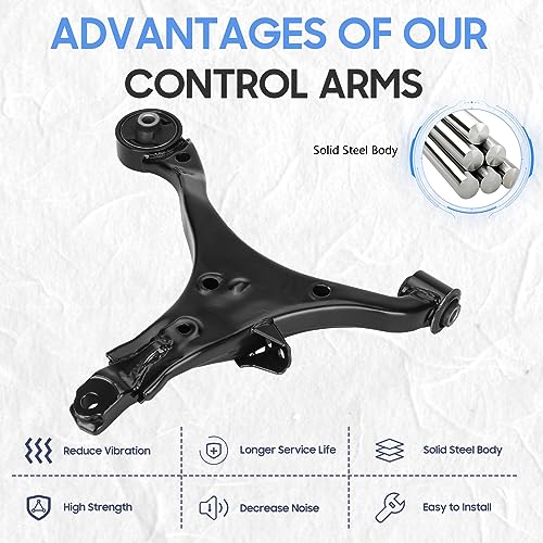 Front Lower Control Arm with Bushings Suspension Kit for Honda CR-V 2002-2006, Left & Right Control Arm Replacement Assembly, K640399 K640400 (2PCS) - Image 4