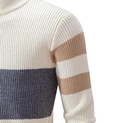 Maiyifu-GJ Men's Sweater Crewneck Pullover Long Sleeve Color Block Cable Knit Warm Chunky Winter Jumper Sweaters3