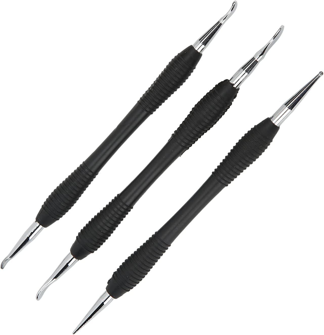 3Pcs Leather Craft Modeling Tools, Stainless Steel DIY Leather Press Rub Tool Kit with Different Sizes and Shapes for Texturing Shaping Wax PMC Clay