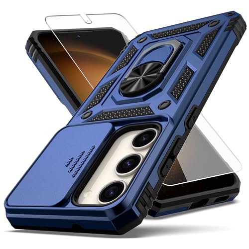 Coque Samsung S23 avec protège-caméra et anneau de support antichoc