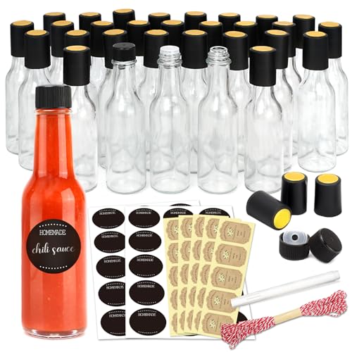 GMISUN 5oz Hot Sauce Bottles 30 Pack with Labels & Funnel