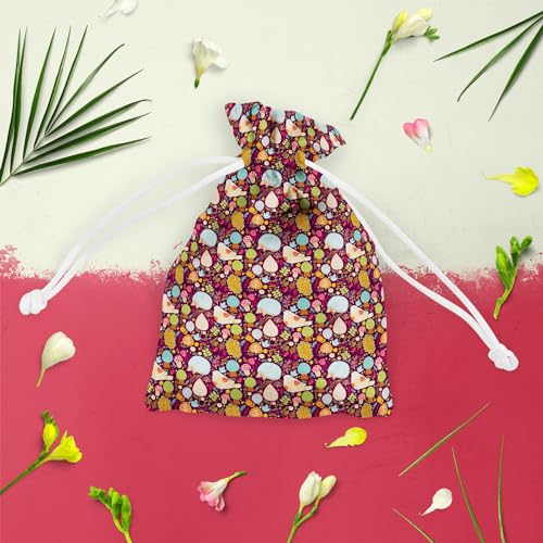 Image of ArtzFolio Crew Cut Leaves D2 | Pouch Wrist Potli Bag | Bag for Weddings & Casual Parties