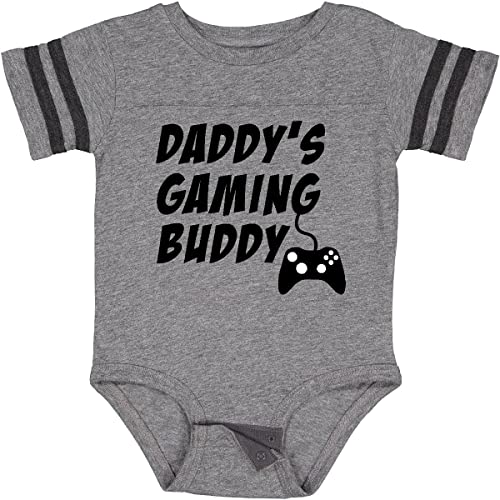 Image of inktastic Daddy's Gaming Buddy with Controller Baby Bodysuit 6 Months Football Heather and Smoke 28f5e