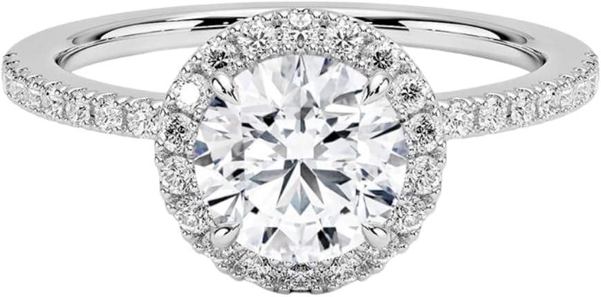 1-5 Ct Round Moissanite Engagement Ring 10k 14k 18k Gold & 925 Sterling Silver Halo Solitaire Moissanite Ring Christmas Gifts For Her