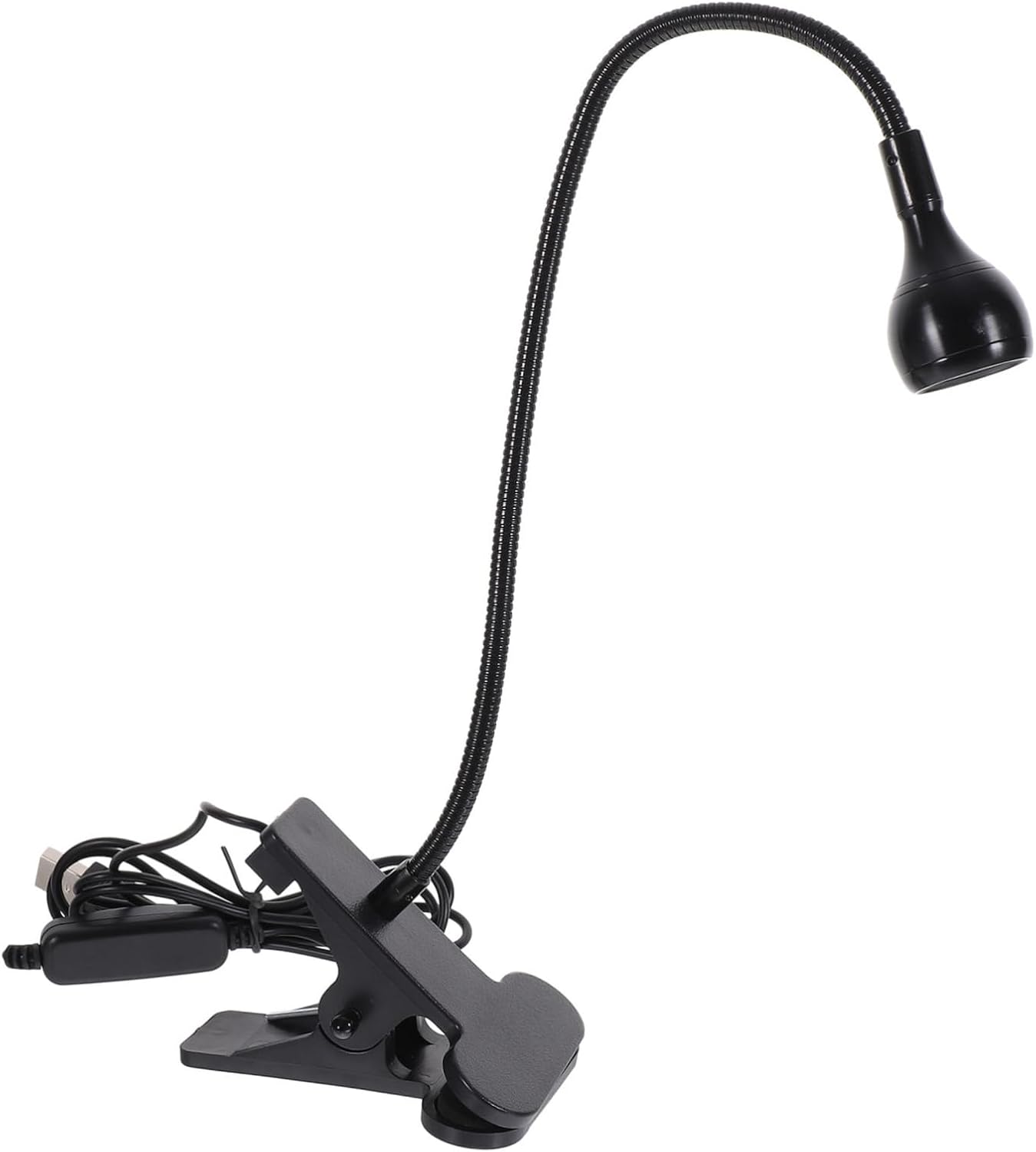 USB Clip LED Desk Lamp with Eye Protection 360 Degree Adjustable Brightness for Reading Flexible Neck for Students and Home Office Warm White Light (Black)