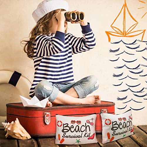 Weewooday Beach Cosmetic Bag for Women Funny Beach Makeup Bag Gifts Beach Accessories Travel Organizer Summer Cotton Case Pouch for Gifts(6 Pieces) - Image 6