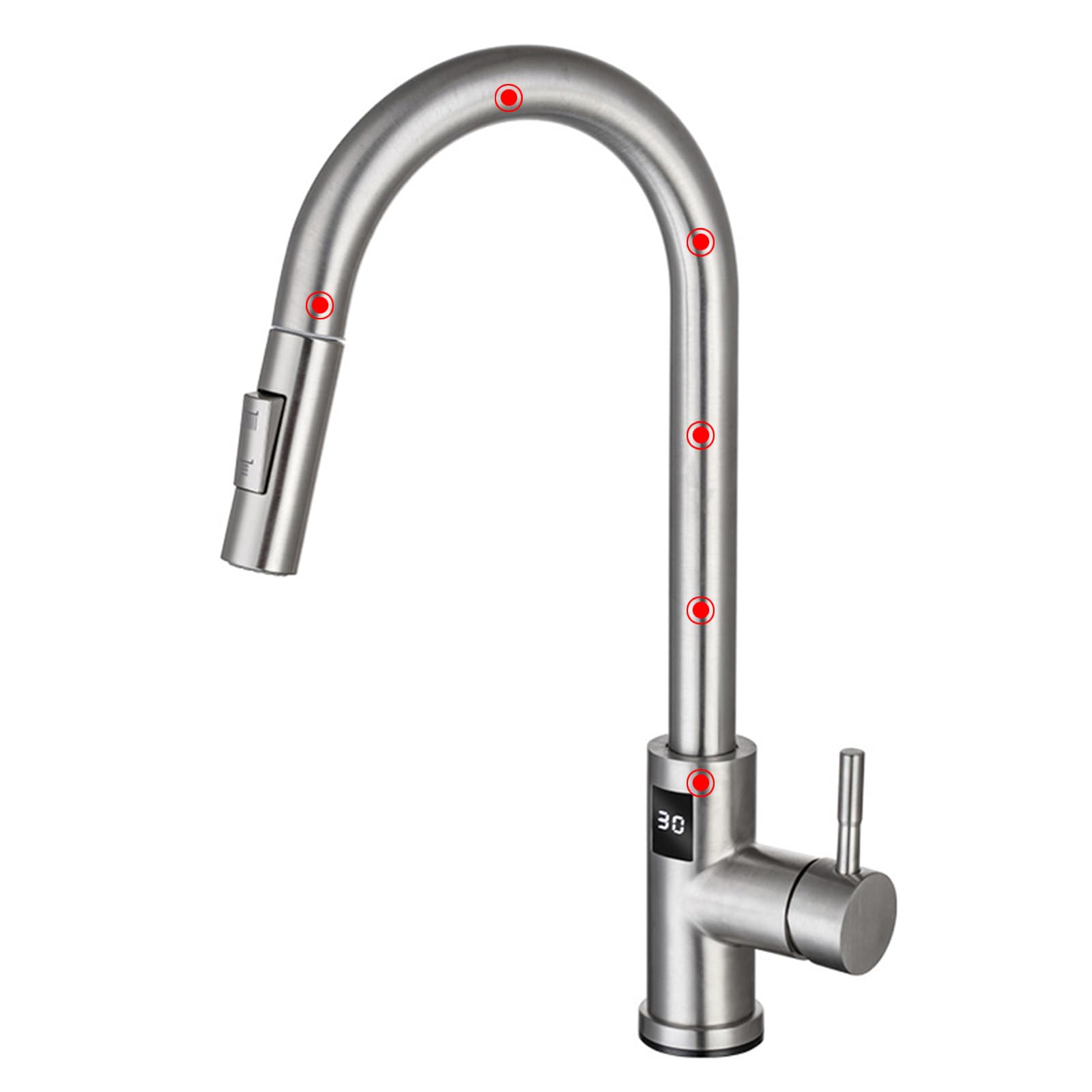 XJTNLB Küchenarmatur mit Temp. und Sensor Wasserhahn Ausziehbar Küche Brause Gebürstet Einhebel Armatur Küche Aus Edelstahl