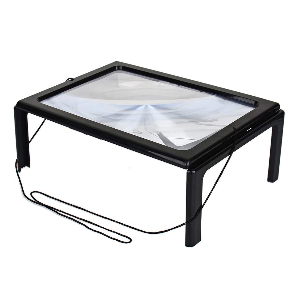 Magnifier with Light LED, Large A4 Page Hands 3X Magnifying Glass Magnifier for Reading