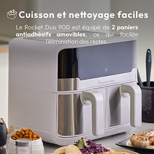 MasterPRO Rocket Duo 900 | Friteuse Double sans huile | Blanc | Capacité de 9 L et puissance de 2100 W | Écran tactile LED et panier antiadhésif | Friteuse à air chaud | 11 Fonctions en 1 – Image 6