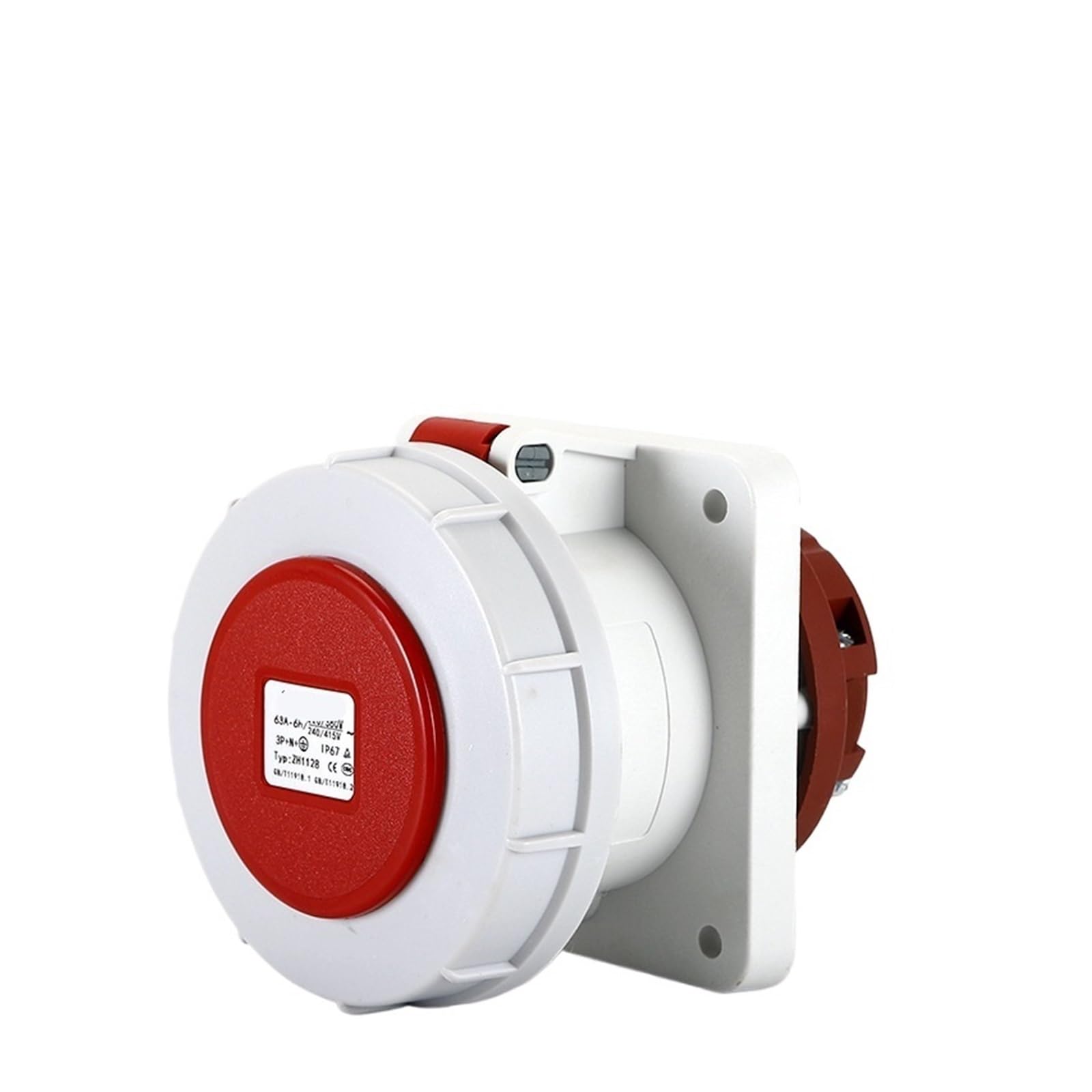 MUYTQAERG 5P 63A IP67 Concealed Straight Socket Flange Panel Mount PDU Data Center Stage Industrial