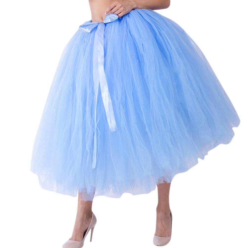 Midirock da donna in rete, sottogonna da damigella d'onore, in tulle, irregolare, a strati, tutù, sexy, da ballo, da principessa, ballo, festa, a vita alta