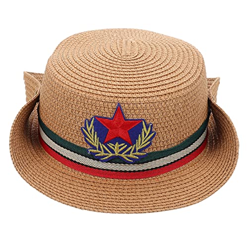 VICASKY Elegant Boys and Girls Headwear Straw Cowboy Hat Fine Craftsmanship Comfortable for Boys Parties Cosplay Chocolate