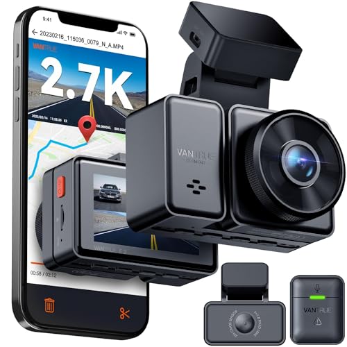 Image of Vantrue E2 Dash Cam Front and Rear with Voice Control, 2.7K + 2.7K Dual Dash Camera for Cars, WiFi, GPS, STARVIS Night Vision, Buffered Parking Mode, G-Sensor, 2.45 inch IPS, 160, WDR, Support 512GB