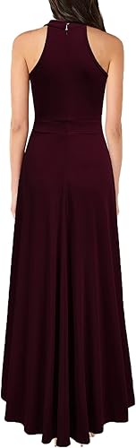 Vista 2 de MUSHARE Vestido largo de fiesta formal con cuello halter y volantes para mujer