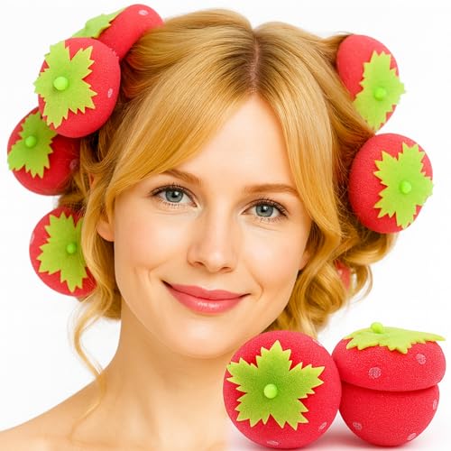 24 Stück Lockenwickler Kurze Haare, Erdbeer Lockenwickler Für Heatless Curls Kurze Haare, Kleine Für Salon-Level Locken Ohne Hitze, Ideal Für Reisen Und Nächtliches Styling