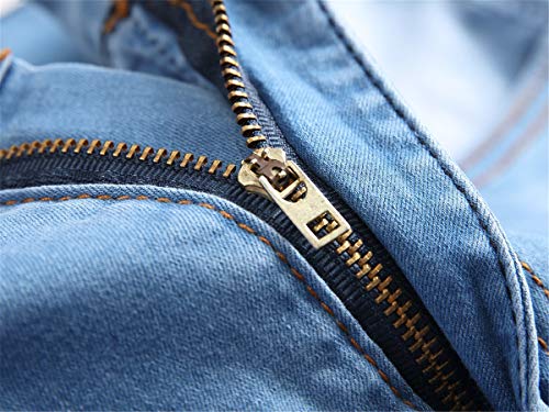Andongnywell Men's Stretchy Ripped Skinny Biker Jeans Slim Fit Denim Pants Zipper Pencil Pant Trousers3