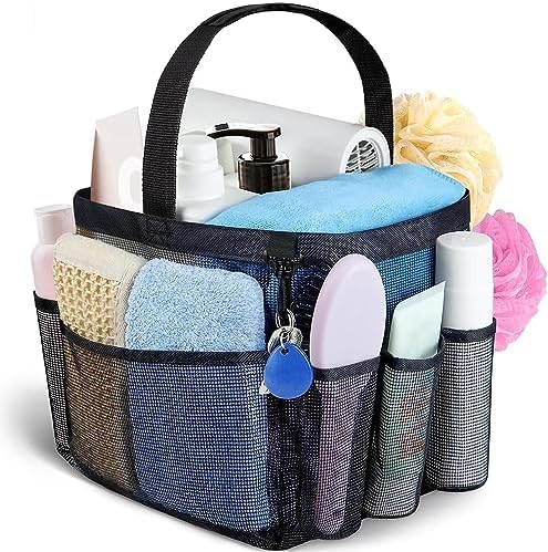 Attmu Mesh Shower Caddy Portable for College Dorm Room Essentials with 8 Pockets, Hanging Shower Caddy Dorm Basket, Quick Dry Shower Bag for Bathroom