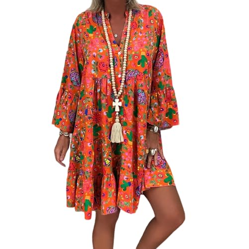 Robe de plage légère boutonnée style surdimensionné et décontracté à col en V