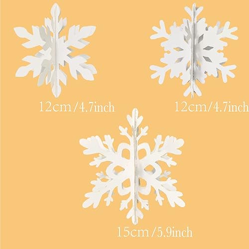 Miniatura 2 de Decoraciones de copo de nieve colgantes de Navidad de invierno, 12 piezas, guirnalda de copos de nieve colgantes para Navidad, invierno, país de las