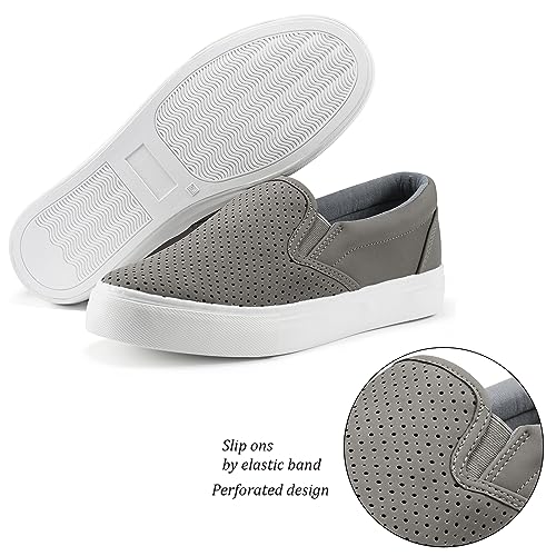 Image of JENN ARDOR Womens Slip On Sneakers Perforated /Quilted Casual Shoes Fashion Walking Flats