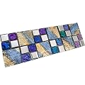 Hominter Tile Sample 3 x 12 Inches: Multi Colored Glass Tiles for Bathroom, Silver Coated Crystal Mosaic Kitchen Tiles, Clear Glossy Tile Backsplash Walls D1391