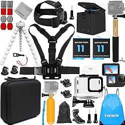 Bateria Para Gopro Hero 2 Gurmoir Kit de Accesorios para gopro Hero 12/11/10/9 Negro,2 baterías + estación de Carga de 3 Canales + Funda Impermeable + Palo de Selfie + trípode,Compatible con la Cámara go Pro 12 11 10 9 (PT11)
