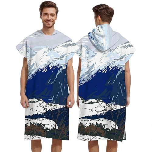 LOMTRATS Poncho de surf de microfibra de secado rápido, toalla envolvente, albornoz, sudadera con capucha para adultos, hombres, mujeres o familias, para natación, playa, surf, buceo, baño en casa