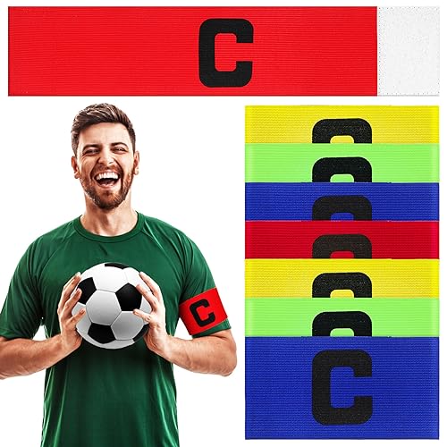 BESPORTBLE Professional Football Armbands 8 Pack Soccer Captain Bands Elastic Multi- for Ages