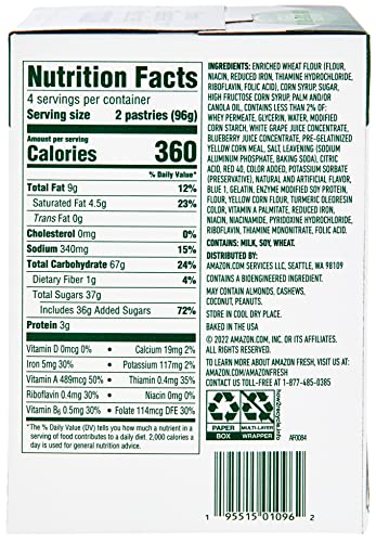 Image of Amazon Fresh, Frosted Blueberry Toaster Pastries, 8 Count (Pack of 3)