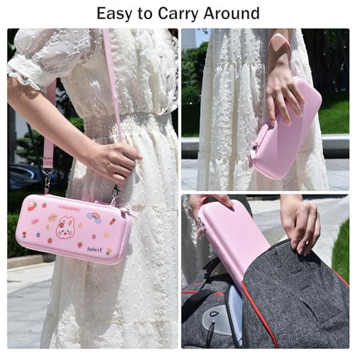 Younik Switch OLED Accessories Bundle, 17 in 1 Pink Switch OLED Accessories Kit Include Switch Carrying Case with 9 Game Card Slots, Adjustable Stand, Protective Case for Switch Console & J-Con - Image 6