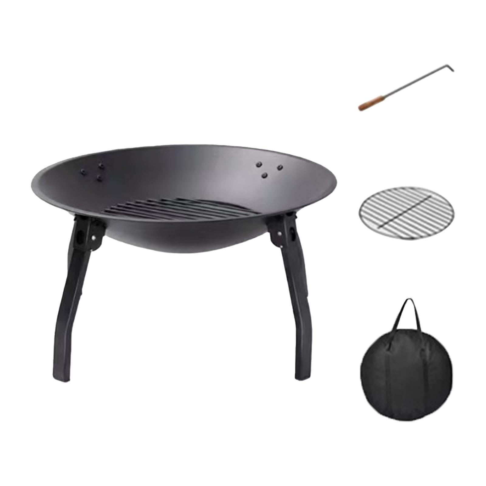 Charcoal Grill Outdoor Fire Pit Burning Firepit for Picnic Garden Patio 4pcs-image-27