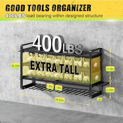 Image of Hipidian Power Tool Organizer Wall Mount - Storage Rack with 4 Drill Holders for Drills Cordless Tools. Heavy Duty Iron Garage Tool Organizer Storage for Workshop Shed (8 Slots 4 Layers)