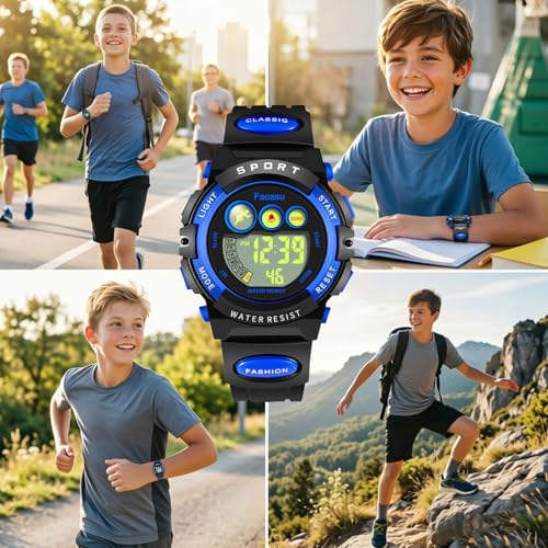 Image of Kids Watch Digital for Boys-Waterproof Kids Sports Watch with Light, Alarm&Snooze,Stopwatch Military Design Silicone Band Gift for Birthdays,Christmas Outdoor Activities(8+ Years)