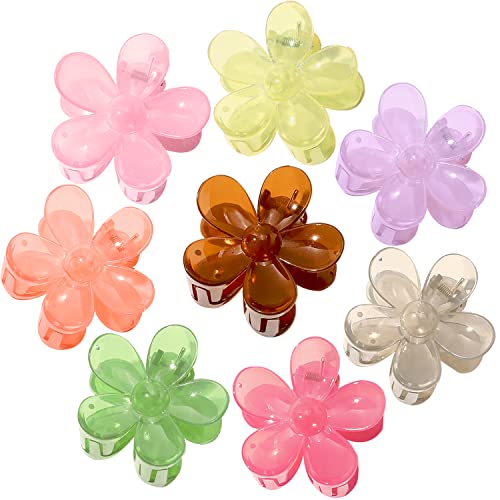 AOENJIE Flower Claw Clips 8-Pack in Transparent Pastels