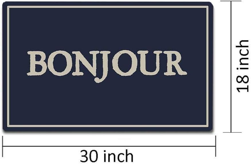 Funny Door Mat Non-Slip Back Rubber Entry Way Doormat Outside | Bonjour | Standard Outdoor Welcome Mat | Patio Home Office Indoor | Non-Woven Fabric 18 Inch x 30 Inch