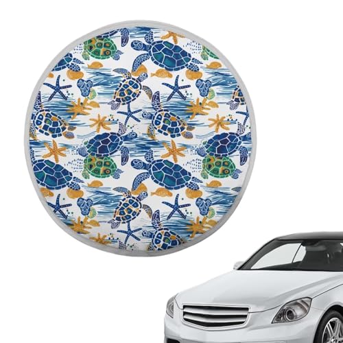 Image of Blue Turtle Steering Wheel Sun Shade Cover Easy Installation Steering Wheel Cover Car Interior Design Sun Shade for UV Protection Universal for Cars Truck SUV Van