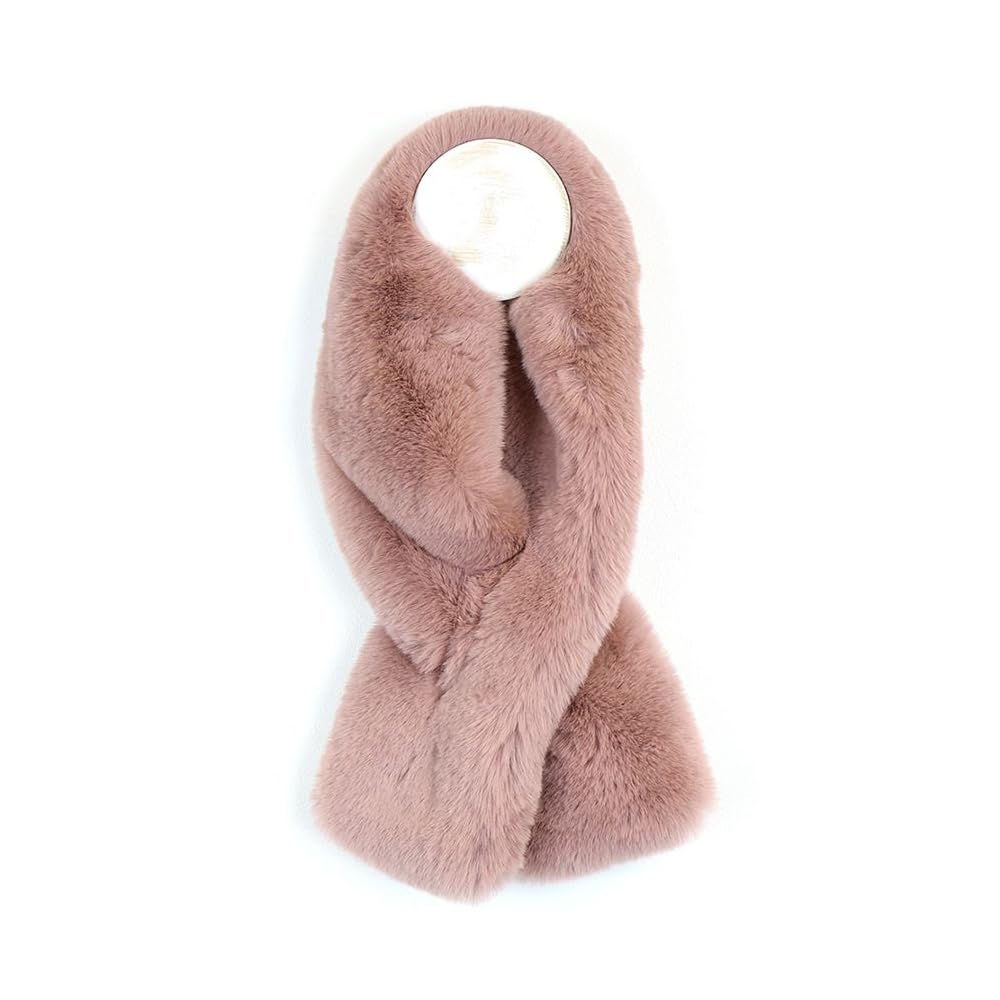 Maia Gifts Dusky Pink Soft Faux Fur Pull Through Scarf