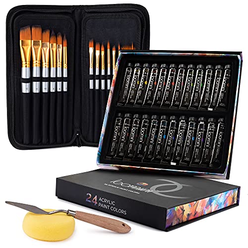Acrylic Paint Brushes Set of 15, with Paint Set Included with 24 Acrylic Paints Acrylic Paint Brushes Set of 15, with Paint Set Included with 24 Acrylic Paints
