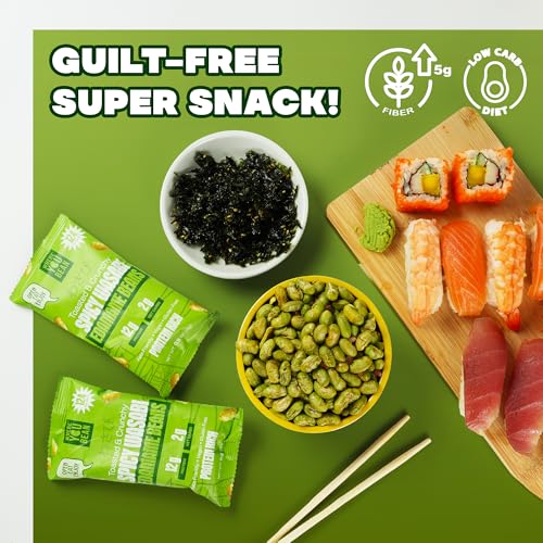 Image of Where You Bean Edamame Beans Snack (Spicy Wasabi) - Crunchy and Dry Roasted Edamame Beans - High Protein Snacks, Keto and Vegan Healthy Snacks for Adults & Low Carb Asian Snack 0.9 oz (Pack of 8)