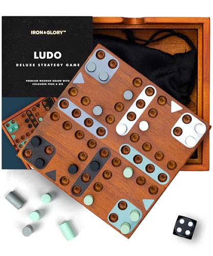 Iron & Glory Ludo Board Game | Juegos de Mesa de Madera para 4 Jugadores | Decoración para Sala miniatura 1