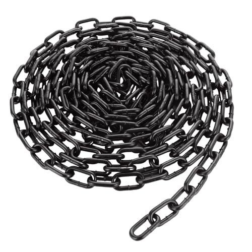 MUXHEL 1/5 x 26.2Ft Long Black Chain Link Heavy Duty Porch Swing Chain Carbon Steel Coil Chain for Hanging Pet Chain Fence Security Lock Chain
